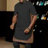 Herrklänningskjortor Summer Men#39; s Long African 2022 Slim Muslim Casual Tops Patchwork Mid Length Male Shirt Spring Fashion T-Shirtmen '