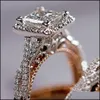 Solitaire Ring Gorgeous 3Pcs/Set Women Wedding Rings Aaa Cz Two Tone Romantic Female Engagement Carshop2006 Drop Delivery Carshop2006 Dhbzl