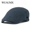 Wuaumx chiński styl beret hat men kobiety Visor Cap haft haft gazeta Sprzedawca Ivy Flat Cap Spring Summer Duck Hat Solid Men's Berets J220722