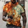 Herren-T-Shirts, Retro-Uhr, 3D-gedrucktes T-Shirt, Sommer, Rundhalsausschnitt, Persönlichkeit, übergroß, Straße, lässig, Kunst, kurze Ärmel