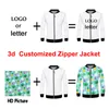 Индивидуальная европейская куртка US Mens Mens College Diy ваш собственный дизайн P OS 3D Print Уникальный командный униформа на молнии Drop 220704