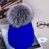 Large Ball Womens Hat Winter 15cm Fur Pom Knit Beanie Ski Cap Bobble Hair Solid Women Adult Beanie/Skull Caps Eger22
