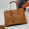 Galleria Saffiano lederen tas Double Top Handle Tote Luxe Designer Tassen metalen driehoek logo dames Medium handtas Kleine schoudertas mini kristallen portemonnee