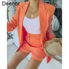 Deenor Summer One Button Female Jacket Full Sleeve Outwear Chic Loose Spring Ol Femme Suit Women Blazer 220811