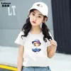 T-shirt Bambini Cartoon Flower Girl Stampa Kids Baby Top T-shirt a maniche corte T-shirt in cotone violaT-shirt