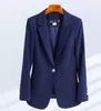 Kvinnors tvåbitar byxor Hösten Formella damer Dark Blue Blazer Women Business Suits With Set Work Wear Office Uniform Large Size Jacket Setw