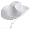 Bérets Couleurs massives légères chapeaux fedora pour femmes hommes de cowboy de tissu épais avec bord rasé jazz western sent hatsberets