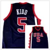 Xflsp Broderie double couture # 12 Ray ALLEN # 6 Tracy McGrady 2004 # 5 Jason Kidd # 10 Mike Bibby Team USA Basketball Jersey Bleu Marine N'importe quelle taille