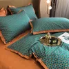 Svetanya verde arancione geometrico lussuoso set di biancheria da letto copripiumino in raso di cotone egiziano queen king size federe