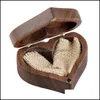 Jewelry Pouches Bags Packaging Display 40Gb Heart Walnut Wood Ring Box Proposal Engagement Ho Dh0Fm