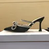 Designer schoenen met hoge hakken strik strass zijde schapenvacht Italiaanse mode geklede schoenen