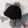 Beanie/Skull Caps 2022 elastiska stickade mössor handgjorda riktiga hattar med pom äkta snölock för kvinnor för kvinnor designer chur22
