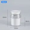 15G 30G 50G Airless Acrylic Cream Jar Jar 진공 병 흰색 화장품 메이크업 항아리 재충전 가능한 용기 로션 펌프 병