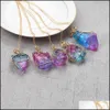ペンダントネックレスかわいい天然石チャクラロックネックレスIrregar Rainbow Stones Gold Chain Quartz Hjewelry Drop Delivery Jewelry P Dhxwn