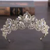 Fashion Barroce Luxury Crystal Ab Crown Bridal Light Gold Diadem Tiaras for Women Women Bride Wedding Hair Acessórios 220726