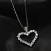 Collane con ciondolo tempestato di diamanti hip-hop in acciaio inossidabile da 24 pollici Design semplice Catene a forma di cuore con cuore a forma di cuore Gioielli con collane in corda