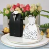 100 PCs/lote noivo e noivo Favor de casamentos Presentes Bolsa Candy Box DIY com Ribbon Wedding Decoration Souvenirs Party Supplies CL0452