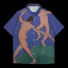 Men's Casual Shirts World Famous Paintings Guernica Dance Oil Painting Short-Sleeved Shirt Collared Button Up Trends Print Mens Clothes Summ