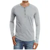 Pulls pour hommes T-shirt à manches longues solide à boutons raglan pour hommes