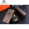 FSHION 스타일의 남성 스테인리스 스틸 투어 실리온 디자인 블랙 문 상자 다이얼 남성 자동 기계 손목 시계 최고 브랜드 럭셔리