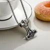 Classic Design Viking Men Carving Hammer Pendant Necklace Antique Stainless Steel Jewelry for Gift