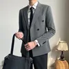 Men's Suits Men's & Blazers British Style For Men's Double Breasted Business Casual Suit Jackets Office Social Dress Coat Wedding