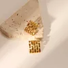 Hoop Huggie Orecchini quadrati vintage in acciaio inossidabile Dichiarazione Gioielli in oro 18 carati Impermeabile Ins Tessuto con perno cavo per le donneHoop