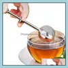 TEA Siler Ball Push Tea-Infuser Loose Leaf Tool Herbal Tespoon Filter Diffuser Home Kitchen Bar Drinkware Rostfritt stål Drop Leverans