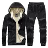 MANTLCONX Tracksuit Sets Men Autumn Winter Hooded Sweatshirt Pants Thicken Sportswear Male Suit Two Piece Set Casual 201210