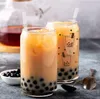 US CA STOCK 16OZ Sublimation Glass Beer Mugs with Bamboo Lid Straw Tumblers DIY Blanks Frosted Clear Can Cups Heat Transfer Cocktail Cups Tumbler i0424