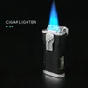 Nouveau Coupe-Vent Cigarette Triple Torche Pistolet Briquet Jet Métal Tuyau Allume-cigare Cutter Gaz Butane Gonflable Briquet Allumeur Hommes Gadgets