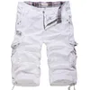 Loose Large Size Cargo Shorts Cotton Men s Tactical Casual Solid Color Patchwork Military White Knee Length 220722