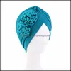 Beanie/Skl Kapaklar Şapkalar Şapkalar Eşarplar Eldivenler Moda Aksesuarları Beanies Çiçek Dekorasyon Pileli Elastikiyet Şapkası Müslüman Kadınlar Sarar Hijabs C