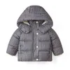 Winter Boys Girls Down Jackets Plaid Cotton Children High gesloten kap met kap kort en fluweel gewatteerde jas Winter J220718