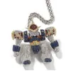 Cartoon Iced Out Pendant Necklace Mens Hip Hop Halsband smycken Högkvalitativ 3D -robothänge