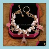 Bracelets porte-bonheur pour femmes cartes de mode rose fleur chaîne bracelets livraison directe 2021 bijoux Dhseller2010 Dhopw