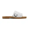 Les plus populaires Designer Canvas Slippers Femmes Woody Mules Sandales plates Rubber les glisse