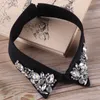 Bow Ties Women Chiffon Neck Shirt Fake Collar Rhinestone Ruffle Spets Floral Hollow Out Neck Lapel False Löstagbar blus Topsbow