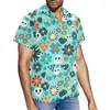 Men's Casual Shirts Halloween Theme Print Skull Short Sleeve Shirt Summer Men Hawaiian Fashion Plus Size Single Breasted Top 5xlMen's