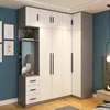 Furniture Nordic mirrored wardrobe modern simple and economical assembly four or five door panel small apartment bedroom overall l7508188