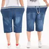 Męskie spodenki Summer Thin Men Jean Elastic Talle Breenics plus size 42 44 46 48 CAPRIS PANTY luźne proste krótkie krótkie krótki