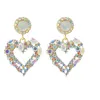 Boucles d'oreilles de luxe en strass violet pour femmes, pendentif en forme de cœur d'amour de mariée, bijoux d'oreille