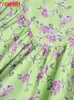 Tangada femmes vert plissé imprimé fleuri Mini jupe Vintage taille haute dos fermeture éclair femme jupes BE521 220611