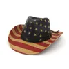 Bérets drapeau américain chapeau de cowboy de paille pour femmes hommes Western Cowgirl Sombrero Hombre Jazz CapsBérets