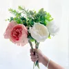 Fleurs décoratives Couronnes Soie Pivoine Pivoines Artificielles Bridemaid Fleur Bouquet De Mariage Pour La Mariée Maison DIY Décor Feuille D'eucalyptus Faux Fl