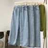 Damesjeans lichtblauwe denim broek vintage wide been broek vrouwen Koreaanse rechte lange broek 220824