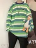 Gmiixder Longleeved 스트라이프 Tshirt 스프링 가을 아보카도 녹색 애호가 하이 스트리트 프레피 탑 남성 대형 힙합 셔츠 220816