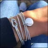 Cuff Bracelets Jewelry Fashion 925 Sier Bracelet Female Cute Simple Knot Tassel Open Hypoallergenic Set Ib09031 Drop Delivery 2021 Fdxla