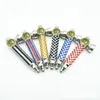 Portable Smoking Pipes Metal Smoke Tobacco Pipe Rhinestone Led Glow Fancy Tobacco Herb Burner Weeding Accessories