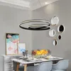 펜던트 램프 창조적 인 현대식 LED 조명 거실 식당 침실 흰색 또는 검은 데코 램프 비품 90-260Vpendant